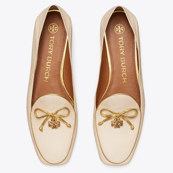 Tory Burch $328 CONVERTIBLE Charm Loafer Dulce De Leche Gold Cream 9.5 10 - Picture 1 of 5